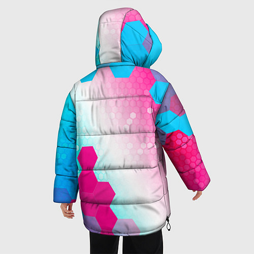 Женская зимняя куртка Minecraft neon gradient style вертикально / 3D-Черный – фото 4
