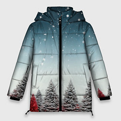 Куртка зимняя женская Волшебство зимней природы иней на деревьях, цвет: 3D-светло-серый