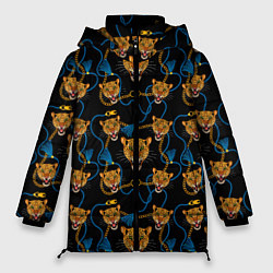 Куртка зимняя женская Золотая цепь с леопардами, цвет: 3D-светло-серый