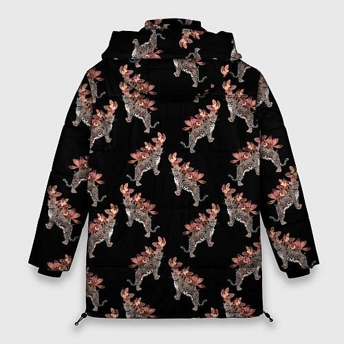 Женская зимняя куртка Леопард в орхидеях / 3D-Светло-серый – фото 2