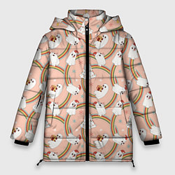 Куртка зимняя женская Новогодние привидения, цвет: 3D-черный