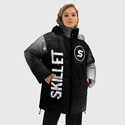 Куртка зимняя женская Skillet glitch на темном фоне вертикально, цвет: 3D-черный — фото 2