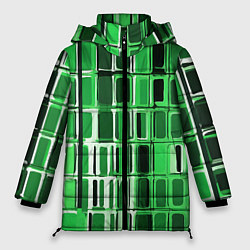 Куртка зимняя женская Зелёные прямоугольники, цвет: 3D-светло-серый