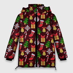 Куртка зимняя женская Christmas sparkles, цвет: 3D-черный
