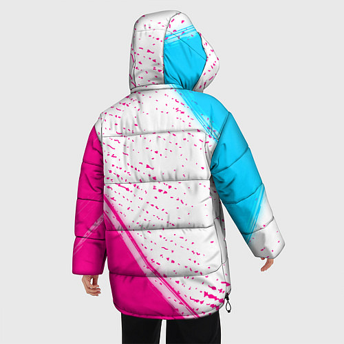 Женская зимняя куртка Thirty Seconds to Mars neon gradient style вертика / 3D-Черный – фото 4