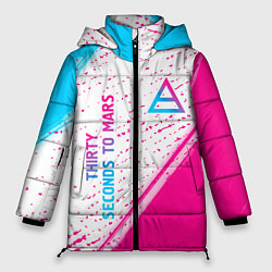 Женская зимняя куртка Thirty Seconds to Mars neon gradient style вертика