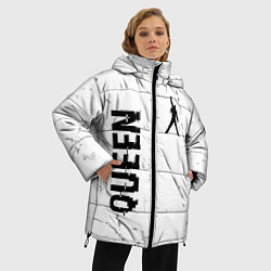 Куртка зимняя женская Queen glitch на светлом фоне вертикально, цвет: 3D-черный — фото 2