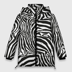 Куртка зимняя женская Шкура зебры черно - белая графика, цвет: 3D-светло-серый