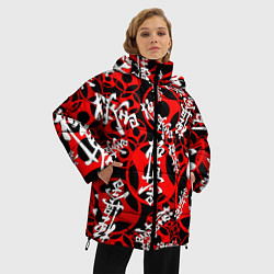 Куртка зимняя женская Карате киокушинкай лого паттерн, цвет: 3D-черный — фото 2