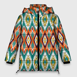 Женская зимняя куртка Орнамент икат - имитация аткласной ткани