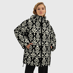 Куртка зимняя женская Черно-белый орнамент, цвет: 3D-черный — фото 2