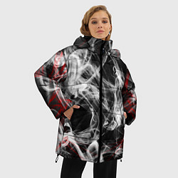 Куртка зимняя женская Серый дым узоры, цвет: 3D-черный — фото 2