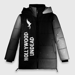 Женская зимняя куртка Hollywood Undead glitch на темном фоне по-вертикал