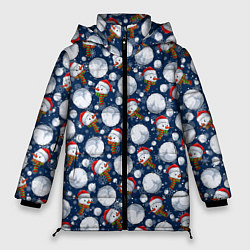 Куртка зимняя женская Весёлые снеговики - паттерн, цвет: 3D-светло-серый