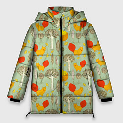 Куртка зимняя женская Лисы в лесу, цвет: 3D-красный