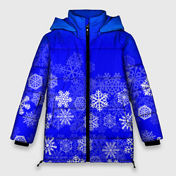 Женская зимняя куртка Снежинки на синем