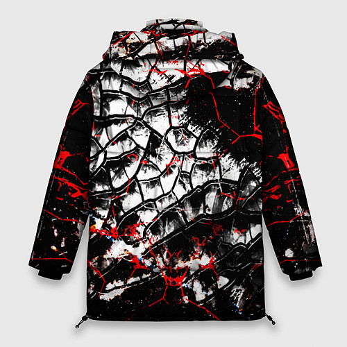 Женская зимняя куртка Черные разломы / 3D-Красный – фото 2