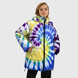 Куртка зимняя женская Тай дай наутилус в сиреневом, голубом и желтом цве, цвет: 3D-светло-серый — фото 2