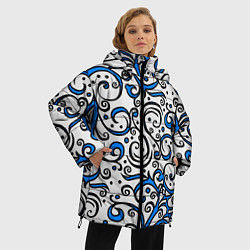 Куртка зимняя женская Синие кружевные узоры, цвет: 3D-светло-серый — фото 2