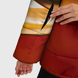 Куртка зимняя женская Бежевые и золотистые волны, цвет: 3D-красный — фото 2