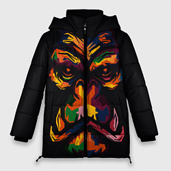 Женская зимняя куртка Морда гориллы поп-арт