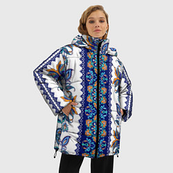 Куртка зимняя женская Цветочный этнический орнамент, цвет: 3D-черный — фото 2