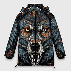 Куртка зимняя женская Дикий волк с узорами, цвет: 3D-черный