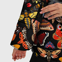 Куртка зимняя женская Разноцветные тропические бабочки, цвет: 3D-красный — фото 2