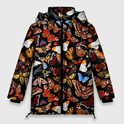 Женская зимняя куртка Разноцветные тропические бабочки