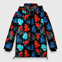 Куртка зимняя женская Тропические лягушки, цвет: 3D-красный