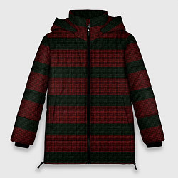 Куртка зимняя женская Текстура саржи с красными полосами, цвет: 3D-красный