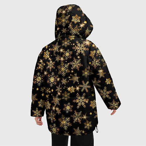 Женская зимняя куртка Россыпи золотых снежинок / 3D-Черный – фото 4