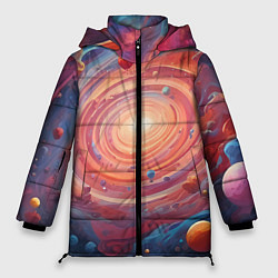 Куртка зимняя женская Галактика в спирали, цвет: 3D-красный