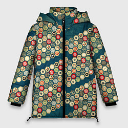 Куртка зимняя женская Традиционный японский узор: черепаховый панцирь-со, цвет: 3D-черный