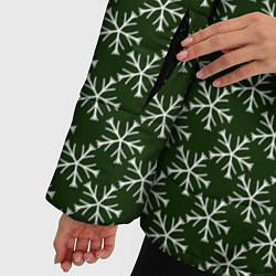 Куртка зимняя женская Паттерн снежинки тёмно-зелёный, цвет: 3D-черный — фото 2