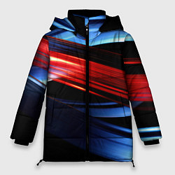 Куртка зимняя женская Синяя и красная абстракция, цвет: 3D-черный