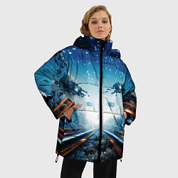 Куртка зимняя женская Космическая абстракция, цвет: 3D-красный — фото 2