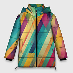 Куртка зимняя женская Цветные диагональные полосы, цвет: 3D-красный