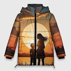 Женская зимняя куртка Мать и дитя на закате