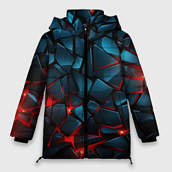 Куртка зимняя женская Синие плиты с красным разломом, цвет: 3D-черный