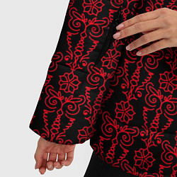 Куртка зимняя женская Чёрно-красный узоры, цвет: 3D-красный — фото 2