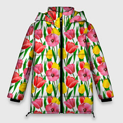 Куртка зимняя женская Colorful tulips, цвет: 3D-светло-серый