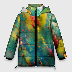 Куртка зимняя женская Абстрактные мазки краски, цвет: 3D-черный
