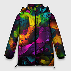 Куртка зимняя женская Яркие разноцветные краски, цвет: 3D-черный