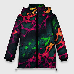 Куртка зимняя женская Яркая абстракция в стиле камуфляжа, цвет: 3D-светло-серый