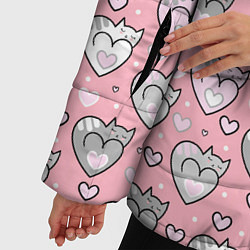 Куртка зимняя женская Кошачьи сердечки, цвет: 3D-светло-серый — фото 2
