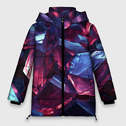 Куртка зимняя женская Абстрактные стеклянные камни, цвет: 3D-красный