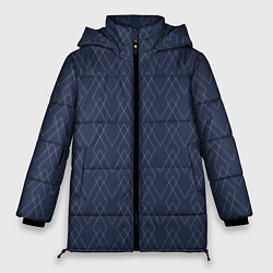 Женская зимняя куртка Серо-синий геометричные линии