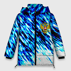 Куртка зимняя женская Россия герб спорт, цвет: 3D-черный