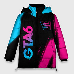 Куртка зимняя женская GTA6 - neon gradient вертикально, цвет: 3D-черный